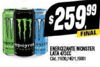 Supermercados Yaguar Energizante Monster Lata 473 cc oferta