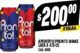 Supermercados Yaguar Aperitivo Pronto Shake lata x 473 cc oferta