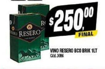 Supermercados Yaguar Vino Resero BCO Brik 1 lt. oferta