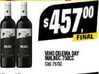 Supermercados Yaguar Vino Dilema Day Malbec 750 cc oferta
