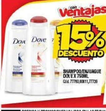 Supermercados Yaguar Shampoo/ Enjuague Dove x 750 ml/. oferta