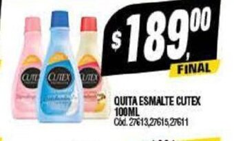 Supermercados Yaguar Quita Esmalte Cutex 100 ml. oferta