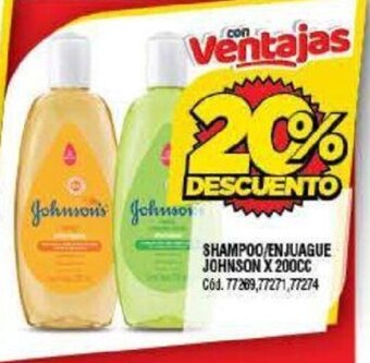 Supermercados Yaguar Shampoo/ Enjuague Johnson x 200 cc oferta