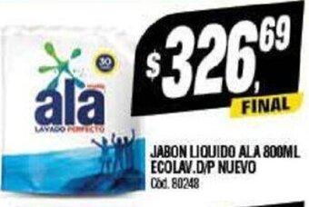 Supermercados Yaguar Jabon Liquido Ala 800 ml. Eco. Lav. D/P Nuevo oferta
