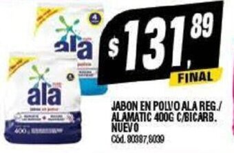 Supermercados Yaguar Jabon En Polvo Ala reg./Alamatic 400 g C/ Bicarb. Nuevo oferta