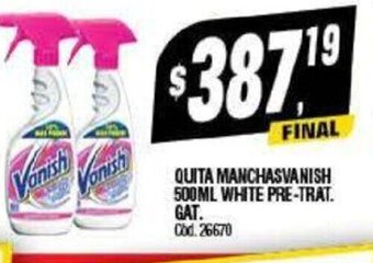 Supermercados Yaguar Quita Manchas Vanish 500 ml. White Pre-Trat. GAT oferta