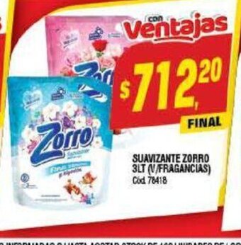 Supermercados Yaguar Suavizante Zorro 3 lt. oferta