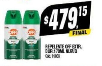 Supermercados Yaguar Repelente Off Extr. Dur. 170 ml. Nuevo oferta