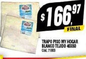 Supermercados Yaguar Trapo Piso My Hogar Blanco Tejido 40 x 60 oferta