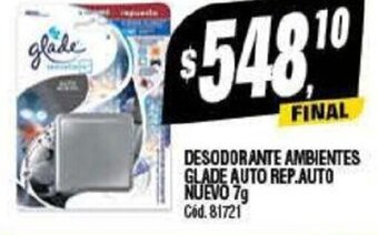 Supermercados Yaguar Desodorante Ambientes Glade Auto Rep. Auto Nuevo 7 g. oferta