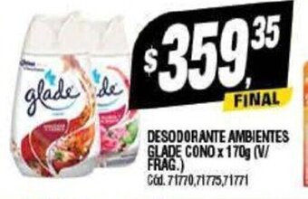 Supermercados Yaguar Desodorante Ambientes Glade Cono x 170g. oferta