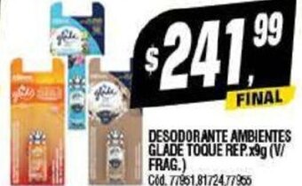Supermercados Yaguar Desodorante Ambientes Glade Toque Rep. x9g oferta