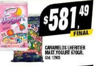 Supermercados Yaguar Caramelos Lheritier Mast. Yogurt 670 gr, oferta