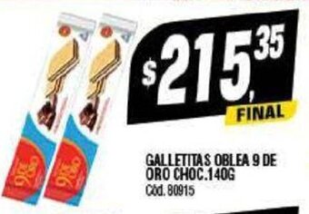 Supermercados Yaguar Galletitas Oblea 9 De oro Choc. 140 g. oferta