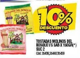 Supermercados Yaguar Tostadas Molinos Del. Bosque Vs. Sab x 150 gr. oferta