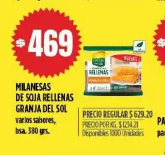 Supermercados Vea Milanesas de Soja Rellenas Granja Del Sol oferta