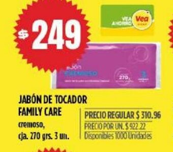 Supermercados Vea Jabón De Tocador Family Care oferta