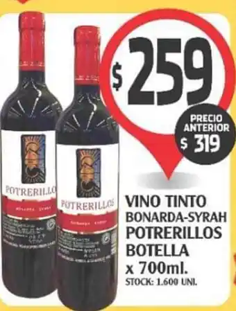 Supermercados Malambo Vino Tinto Bonarda-Syrah Potrerillos Botella x 700ml oferta