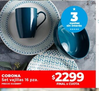 Supermayorista Vital Corona Set Vajillas 16 pza. oferta