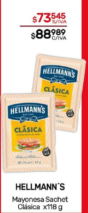 Nini Mayorista Hellmann's Mayonesa Sachet Clásica x 118g oferta