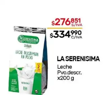 Nini Mayorista La Serenisima Leche Pvo. Descr. x 200g oferta