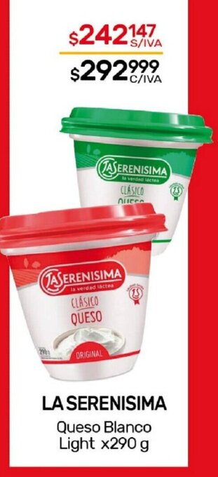 Nini Mayorista La Serenisima Queso Blanco Light x 290g oferta