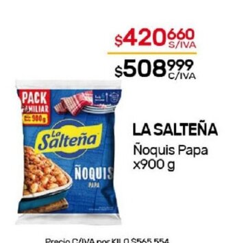 Nini Mayorista La Salteña Ñoquis Papa x 900g oferta