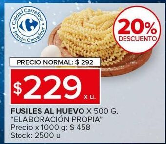 Carrefour Maxi Fusiles al huevo de elaboración propia x 500g oferta