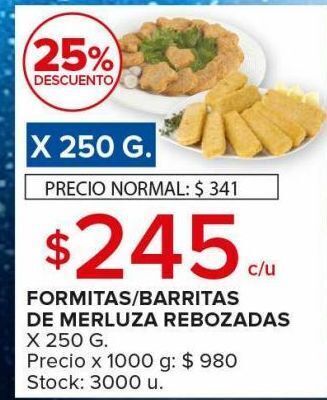 Carrefour Maxi Formitas/ barritas de merluza rebozadas x 250g oferta