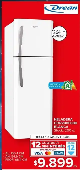 Heladera drean hdr280f00b 264l
