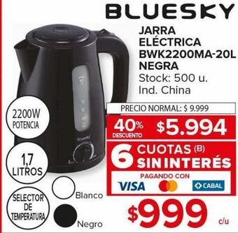 Carrefour Maxi Jarra eléctrica bluesky bwk2200ma-20l oferta