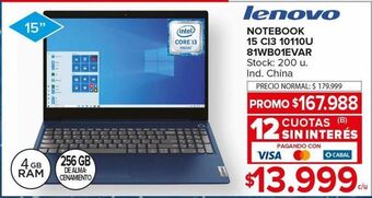 Carrefour Maxi Notebook lenovo 15 ci3 10110u oferta