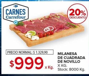 Carrefour Maxi Milanesa de cuadrada de novillo x kg oferta