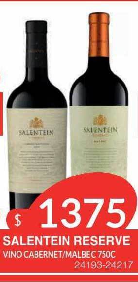 Masivos Salentein reserve vino cabernet malbec oferta