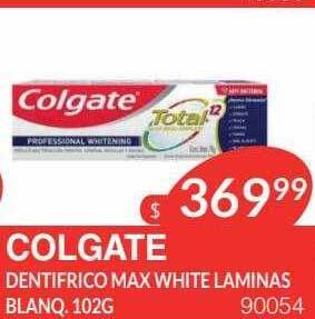 Masivos Colgate dentifrico max white laminas blanq oferta