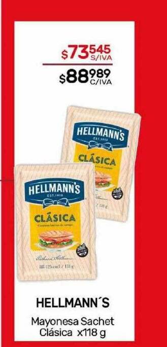 Nini Mayorista Hellmann's mayonesa sachet clásica oferta