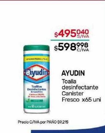 Nini Mayorista Ayudin toalla desinfectante canister fresco oferta