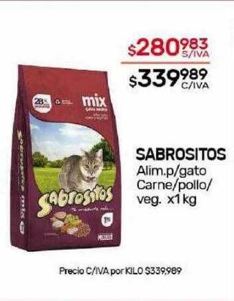 Nini Mayorista Sabrositos alim.p-gato carne-pollo-veg. oferta