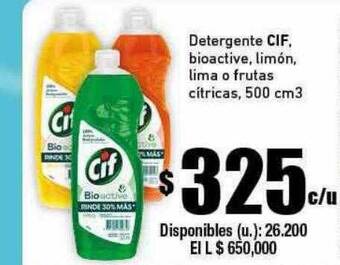 Cooperativa Obrera Detergente cif, bioactive, limón, lima o frutas cítricas oferta