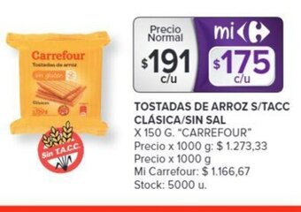 Carrefour Tostadas De Arroz S/Tacc Clásica/Sin Sal oferta