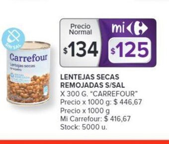 Carrefour Lentejas Secas Remojadas S/Sal oferta