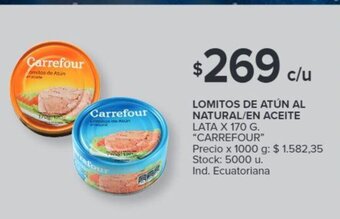 Carrefour Lomitos de Atún al Natural/En Aceite oferta