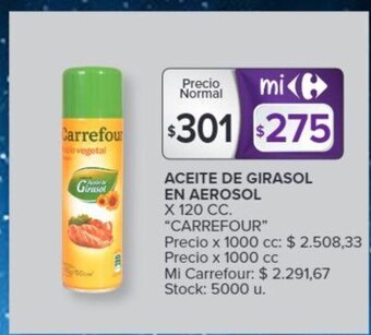 Carrefour Aceite de Girasol en Aerosol Carrefour oferta