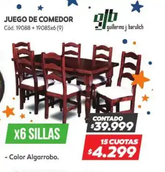 Naldo Lombardi Juego De Comedor x6 Sillas Cód. 19088 + 19085x6 oferta