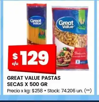 Changomas Pastas great value x 500g oferta