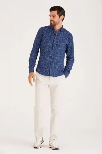 Macowens Pantalón de ganardina slim fit tiza oferta