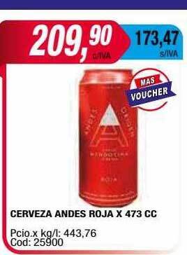 Maxiconsumo Cerveza andes roja x 473 cc oferta