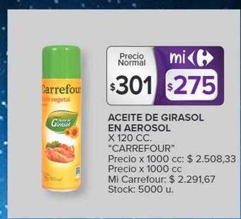 Carrefour Market Aceite de girasol en aerosol oferta