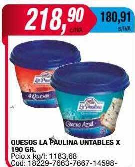 Maxiconsumo Quesos la paulina untables x 190 gr. oferta