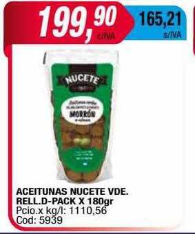Maxiconsumo Aceitunas nucete vde. rell.d-pack x 180gr oferta